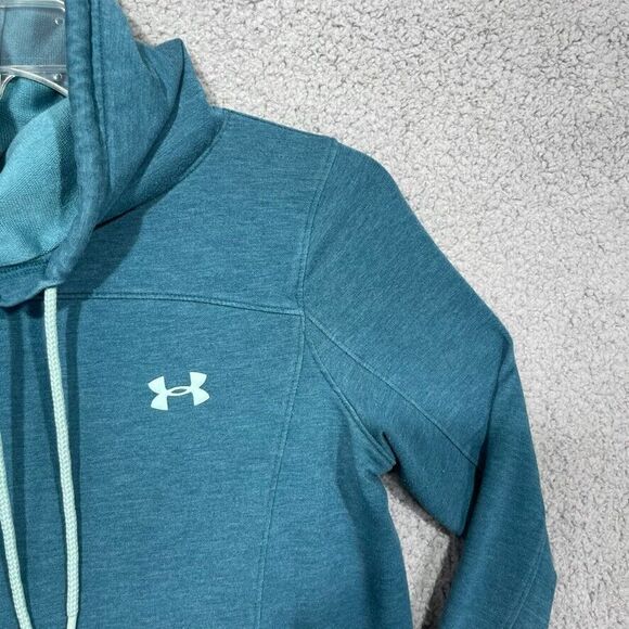 Under Armour Sweatshirt Womens Medium Green‎ Funnel Neck Loose Pullover Sweater - Picture 7 of 14